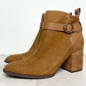 Vionic Tenley Toffee Suede Heeled Bootie 9 1/2